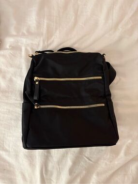 Black Backpack with Gold Hardware